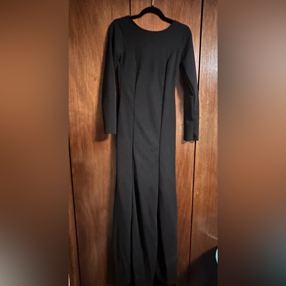 A black Lulus gown, size medium. Worn once.